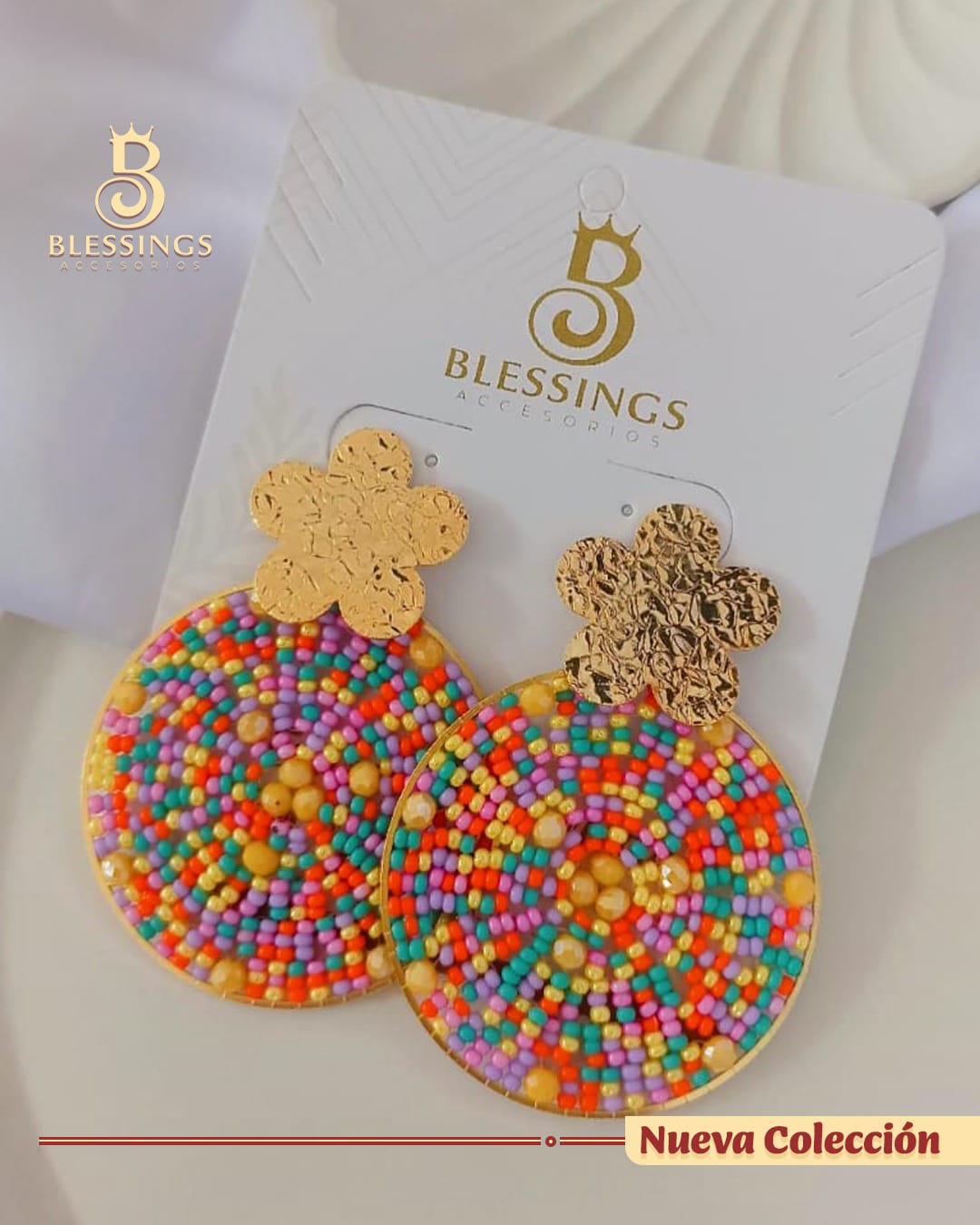 Aretes Tejidos en Mostacilla Checa